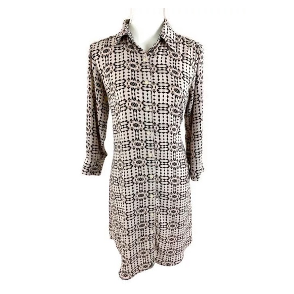 CAbi Dresses & Skirts - CABI Pink Black Long Sleeve Shirt Dress